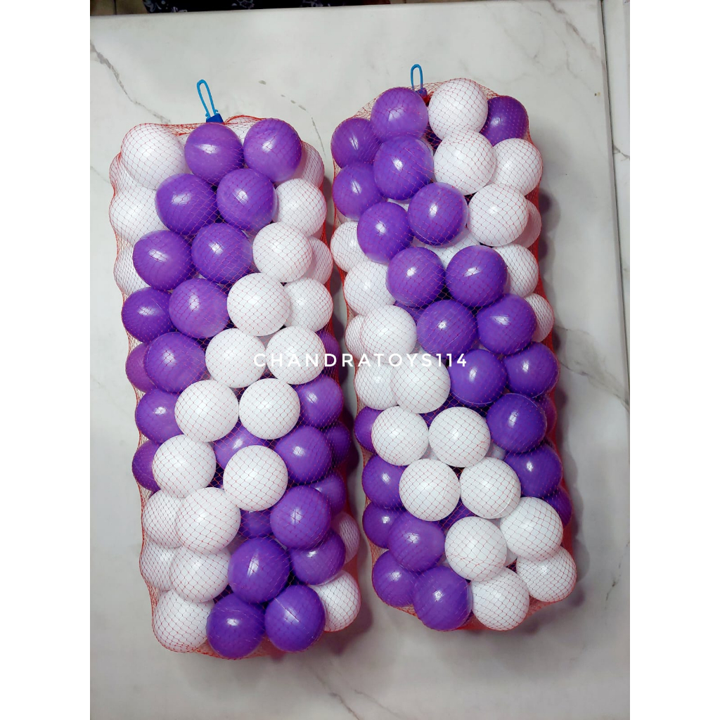 [Warna PUTIH &amp; UNGU]  Mandi Bola Anak Anak isi 100 Pcs