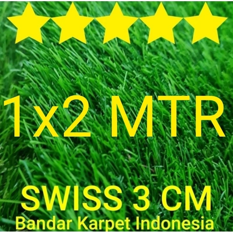 Rumput Sintetis Swiss Premium TEBAL 3 CM uk 1x2 M 99.9% TERLIHAT RUMPUT ASLI