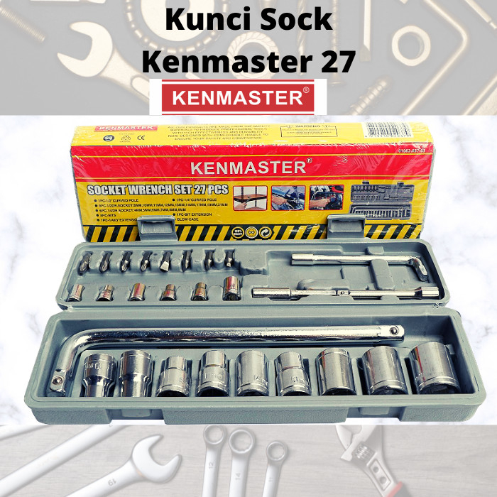 Kenmaster 27 Pcs Kunci Sok Set / Socket L Set 27Pcs | 8-24mm Shok Kit