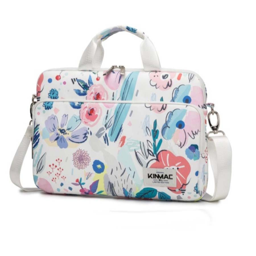 Tas Laptop Selempang shoulder 14 15 inch Flower Zipper - Blue