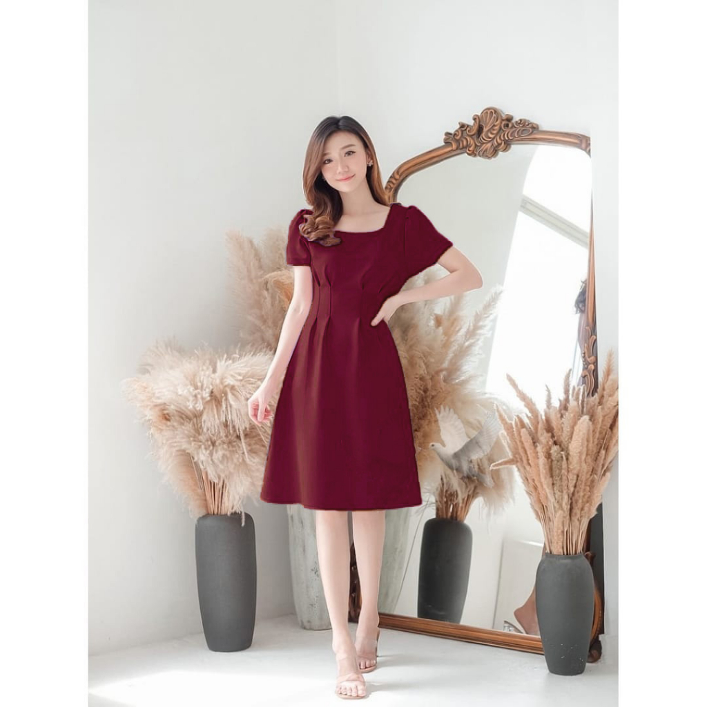 Dress Wanita Drez Terbaru Murah Press Body Simpel Dreaz Kerja Kantor Mididress Korea Terbary Pskaian