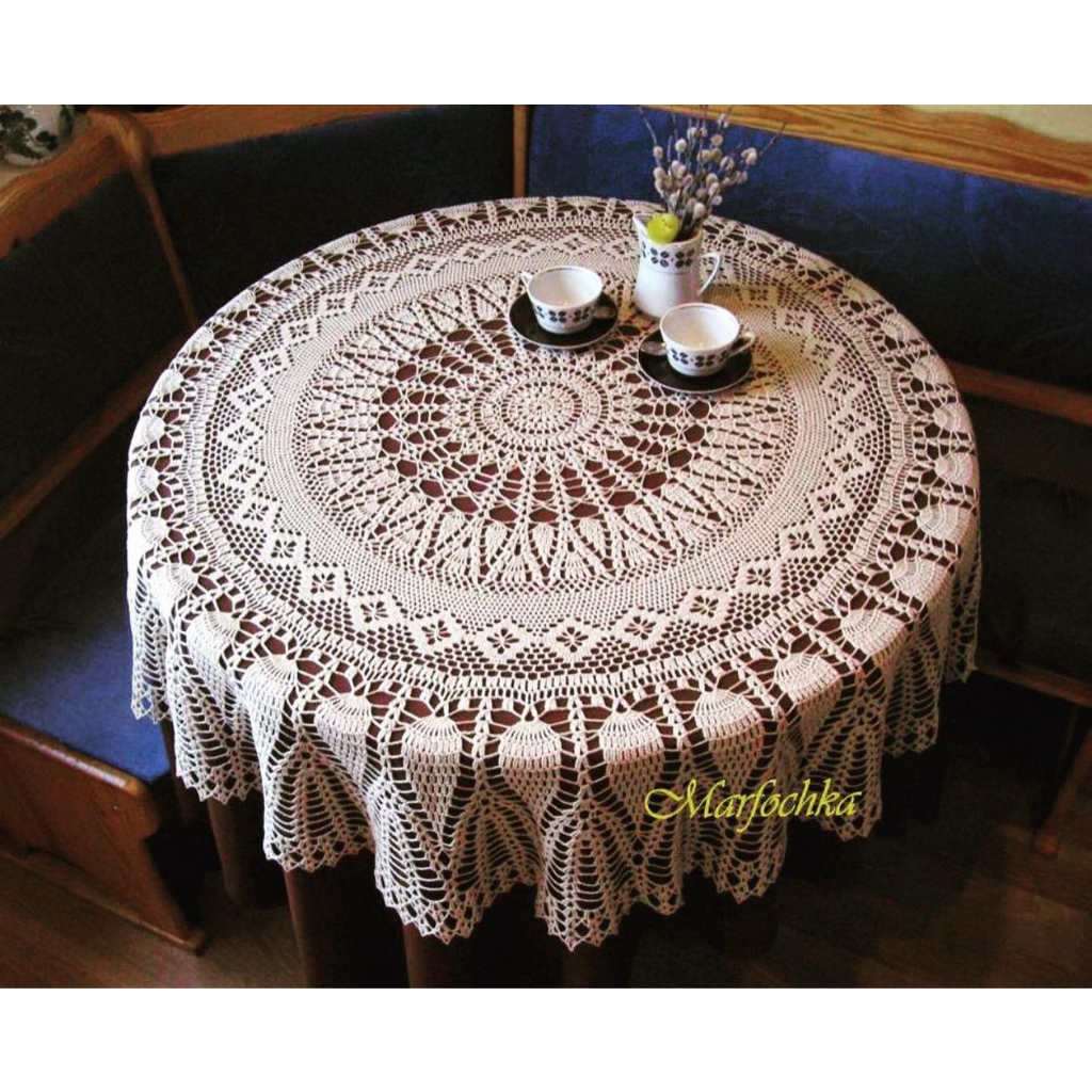 Taplak Meja Rajut Bulat Besar Handmade 130 cm #S50
