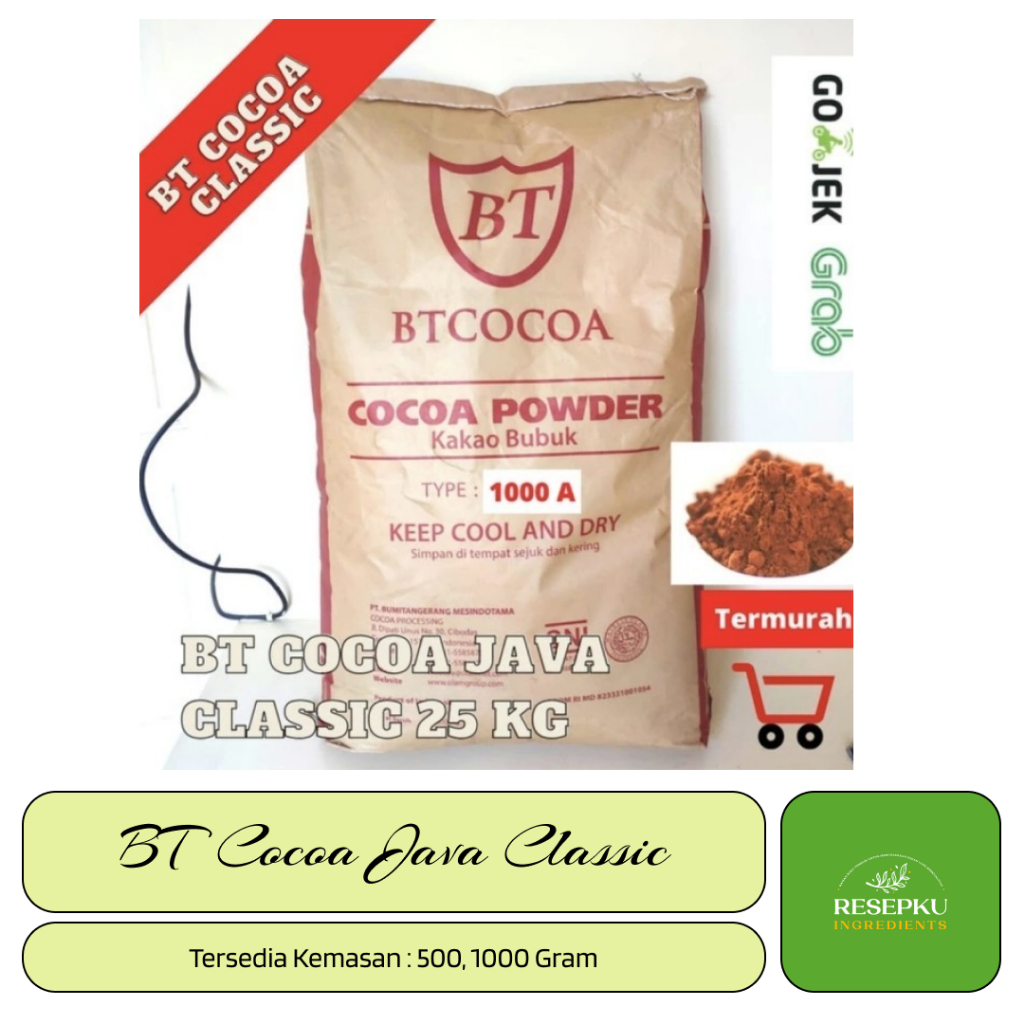 

BT COCOA JAVA CLASSIC POWDER BT 1000 A, 500 Gr (Coklat ASLI)