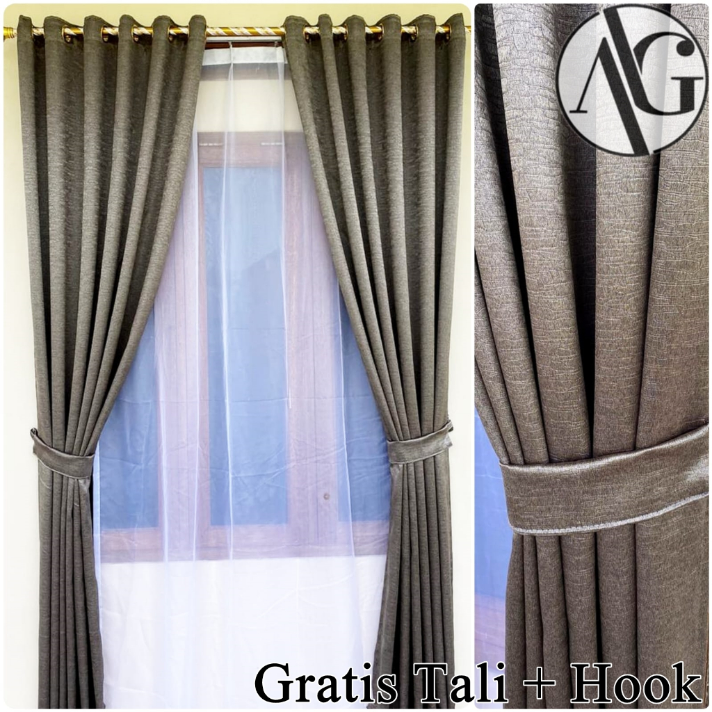 Gorden jendela pintu panjang dasar blackout import polos doff kain super tebal anti tembus sinar cah