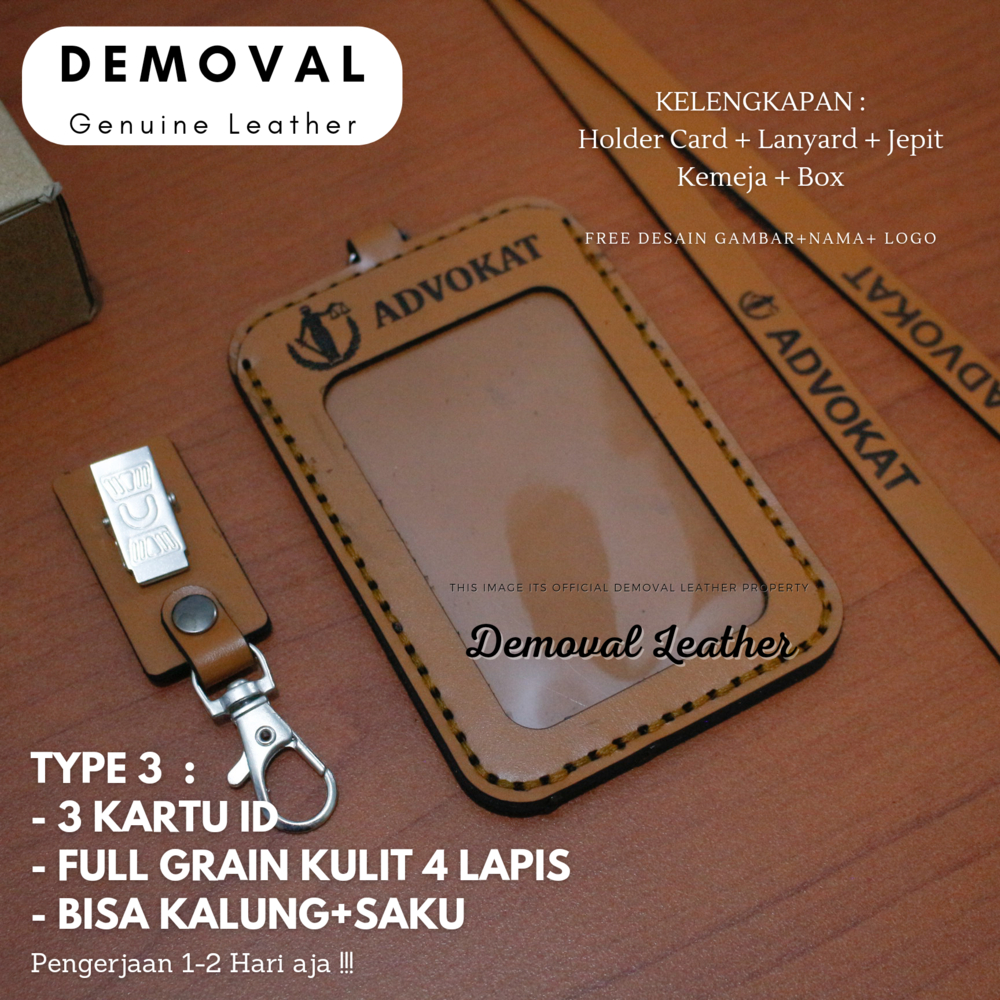 LANYARD ID CARD CUSTOM  LANYARD POD - LANYARD CARD HOLDER - LANYARD KULIT - LANYARD ID CARD KULIT NA