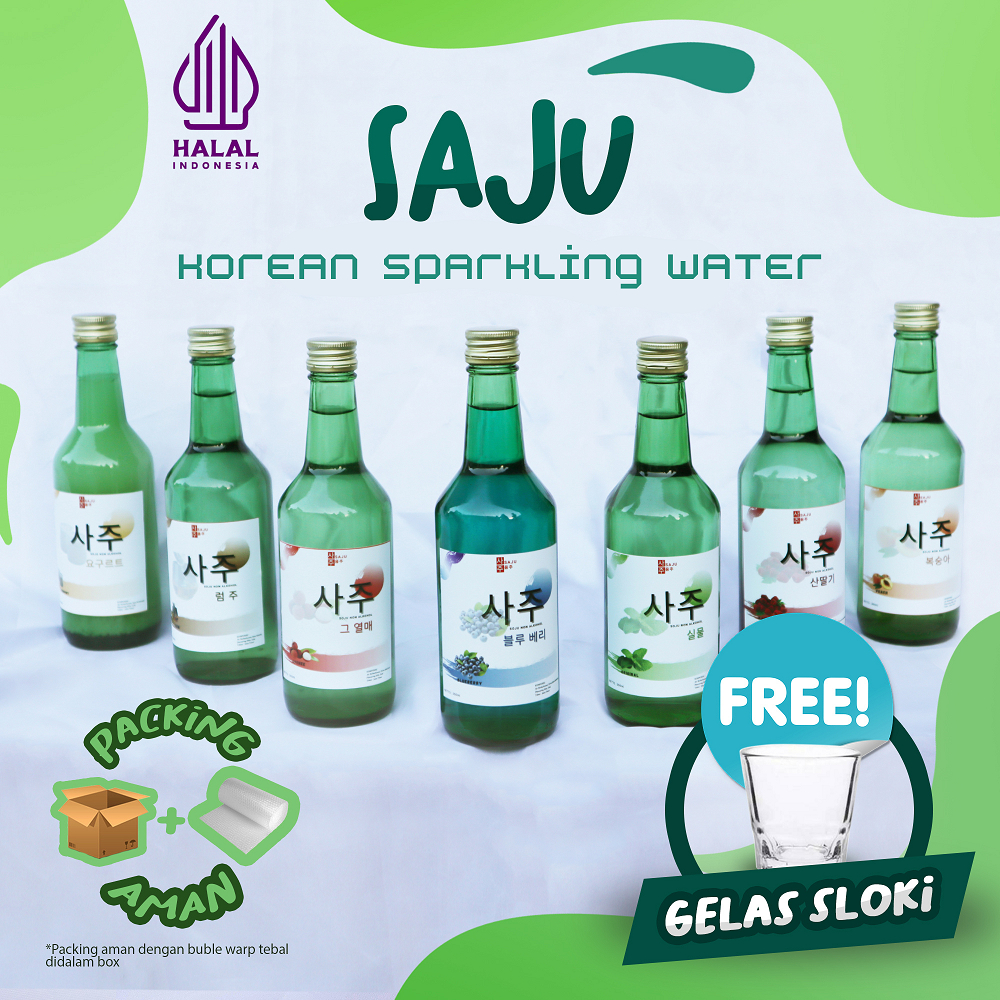 

SAJU - MINUMAN BERSODA | NON ALKOHOL | HALAL | ALL VARIAN RASA 100% | FREE GELAS SLOKI