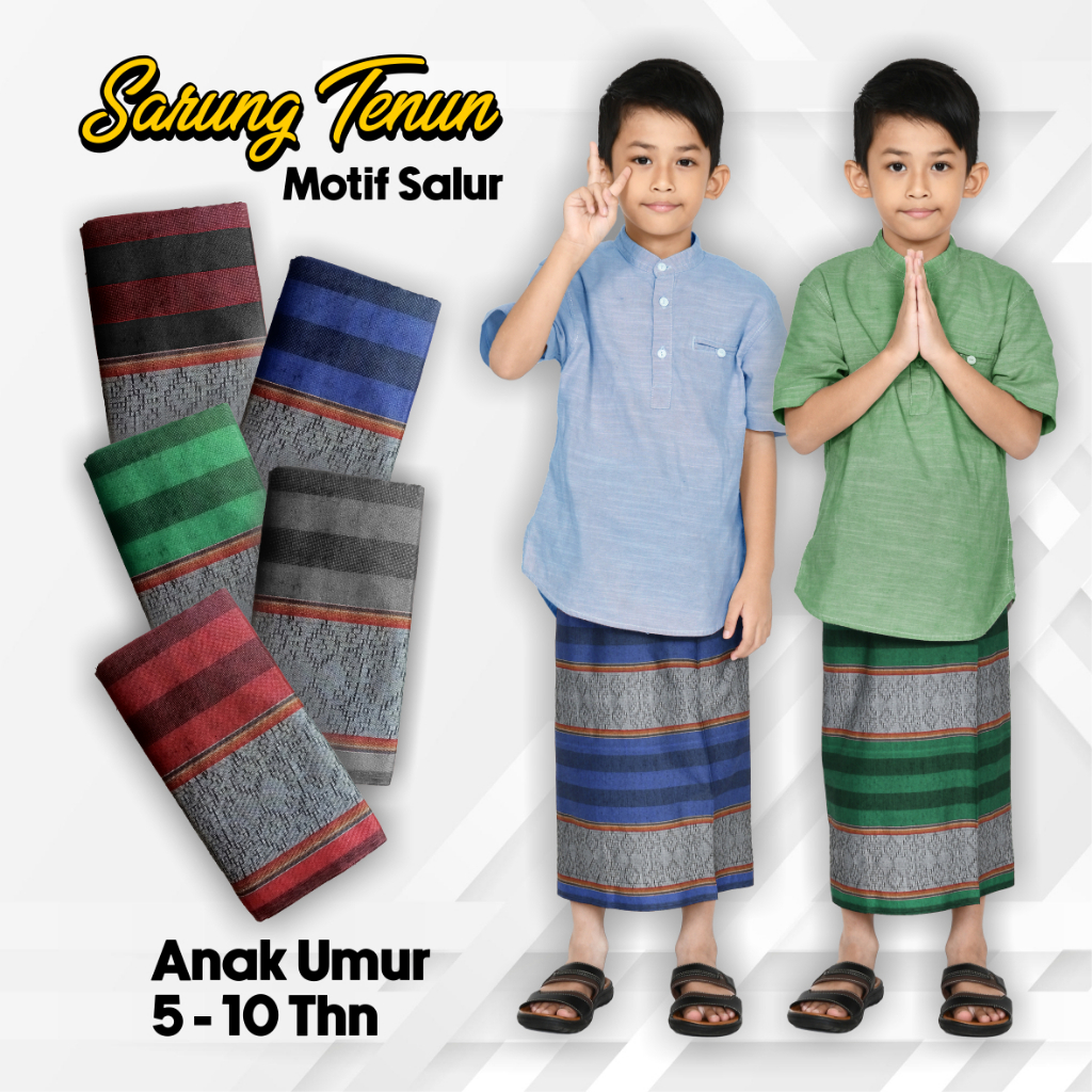 SARUNG ANAK LAKI LAKI SUNAT SANTRI TK SD 5, 6, 7, 8, 9, 10 TAHUN  MOTIF TENUN SALUR