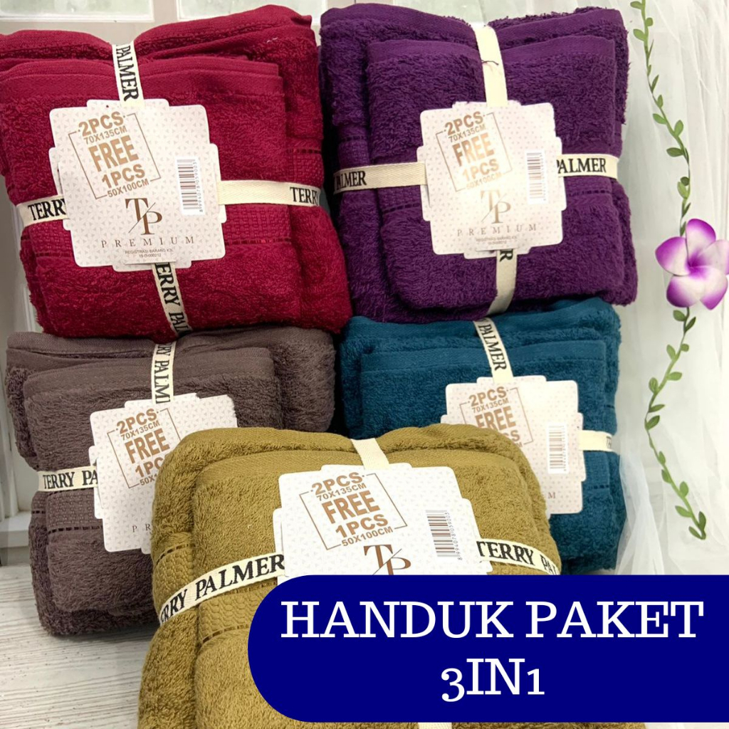 SM HANDUK TERRY PALMER SET / TERRY PALMER PREMIUM / TERRY PALMER / HANDUK TERRY PALMER KADO 3IN1