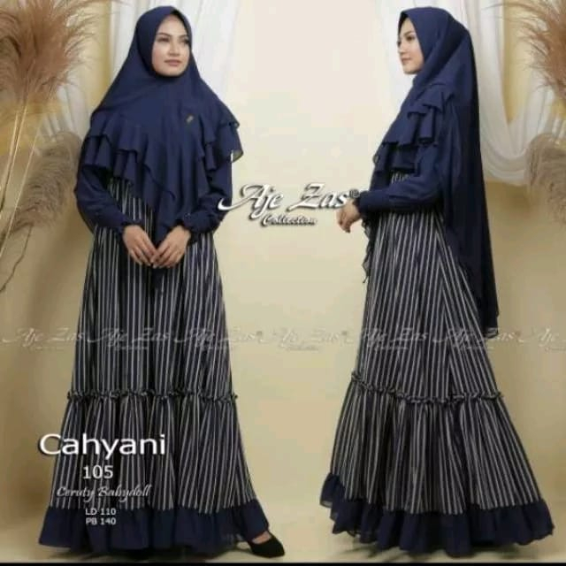 GAMIS SET ORI AJE ZAS - KARINIA CAHYANI AZKANI SAMIRA - Setelan Dress Khimar Syari Ceruty Babydoll Premium