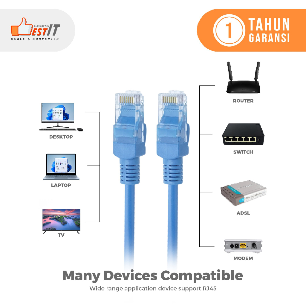 Kabel Lan UTP cat5e Ethernet Network RJ45 3 Meter NYK