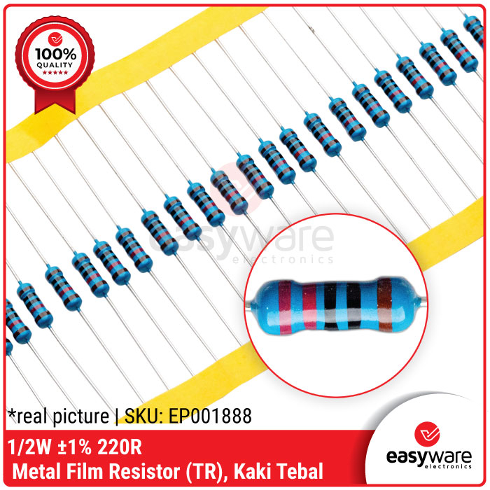 RESISTOR 220R OHM 0.5WATT RESISTOR TAIWAN KAKI TEBAL 220R 1/2W 0.5W