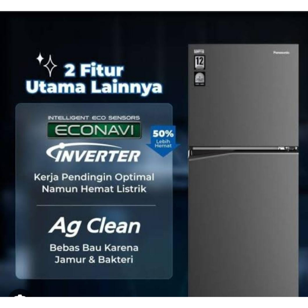 Kulkas 2 pintu Panasonic Nr-bb 271 QP dark silver  kapasitas 248 liter hitam