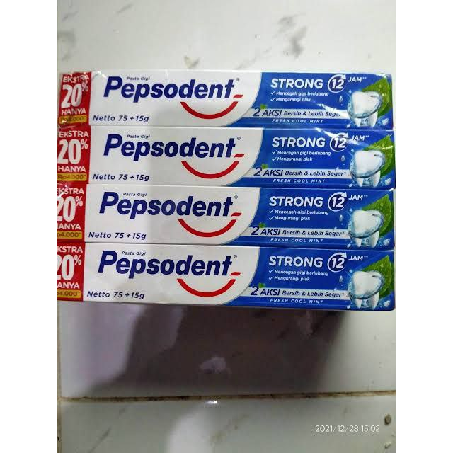 (3PCS) Pepsodent Strong Pasta Gigi 75+15gr