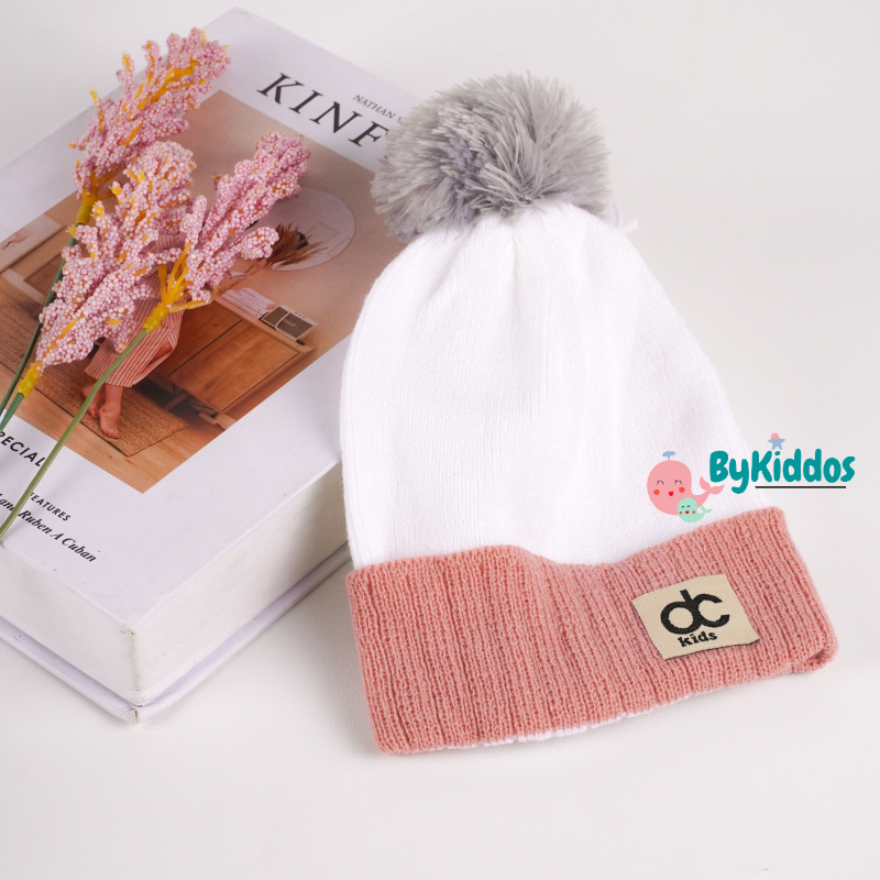 ByKiddos - Topi Rajut Anak Pompom Jambul Motif DC/ Topi Rajut Bayi Pompom Jambul / Topi Kupluk Pompom Anak