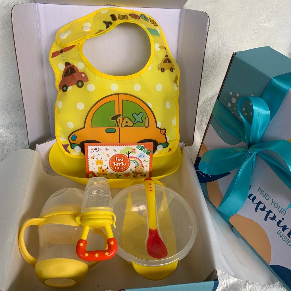 Hampers Baby Paket Mpasi Kado Bayi Feeding Set Laki Laki Perempuan - Kado Bayi Peralatan MPASI alat makan bayi mangkok sendok baby feeder celemek bib hampers bayi