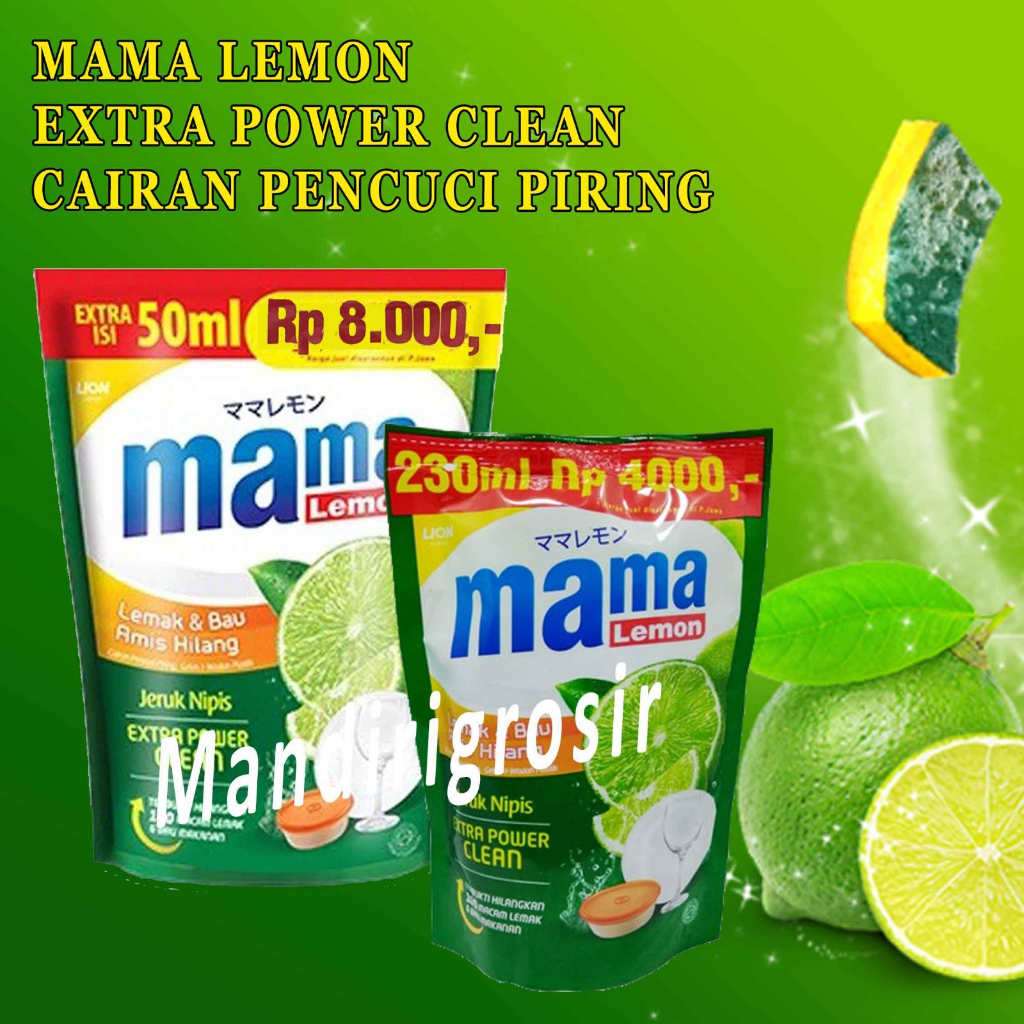 Mama lemon extra power clean* sabun cair* sabun cuci piring