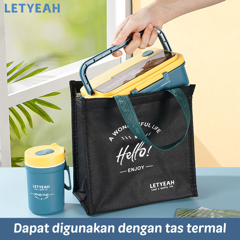 letyeah Kotak makan set /lunch box set cangkir sup tas bekal set/tempat makan bento box anak /BPA free