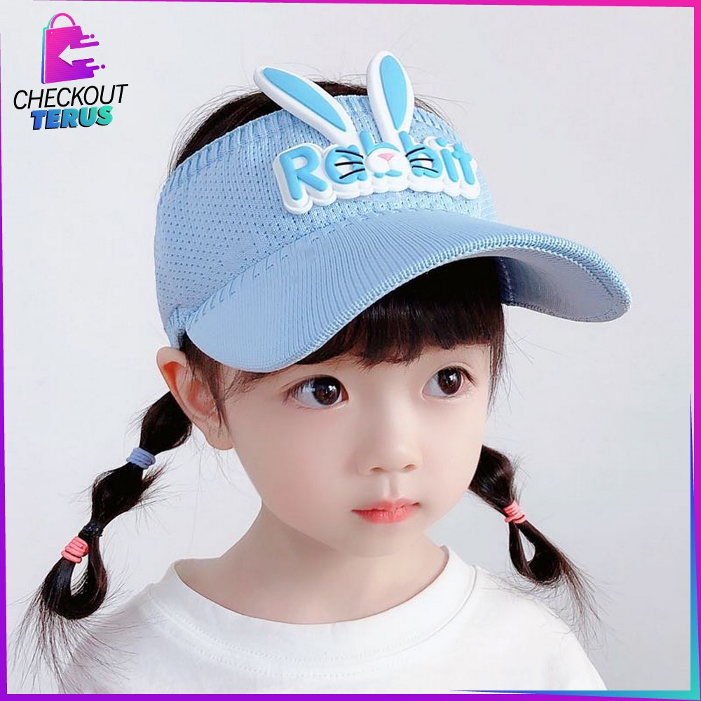 CT P579 Topi Anak Rajut Visor Pantai Fashion Anak Motif Kelinci Baseball Anti Uv Topi Rabbit Topi Golf Senam Sport Olahraga Import