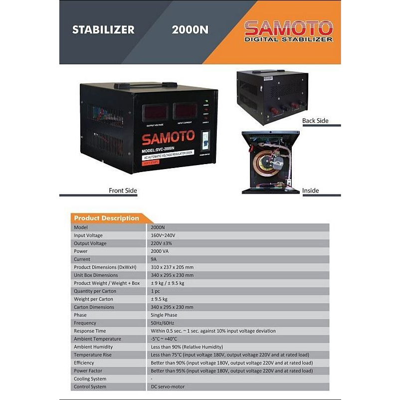 Stabilizer AVR SAMOTO SVC-2000N 2000VA Stavol Soft Start | Stavolt