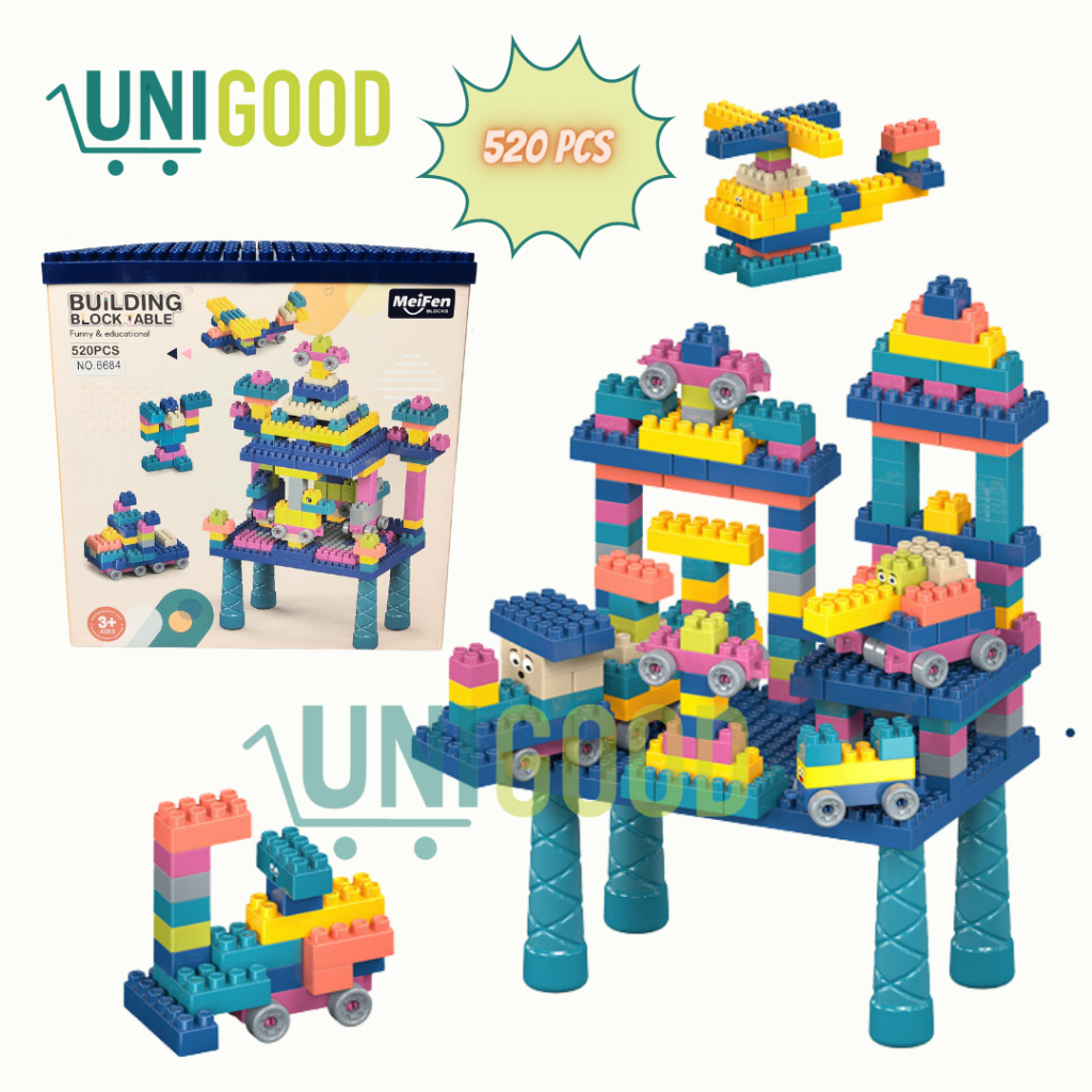 UNIGOOD - Mainan Edukasi Balok Meja Lego Building Block Table