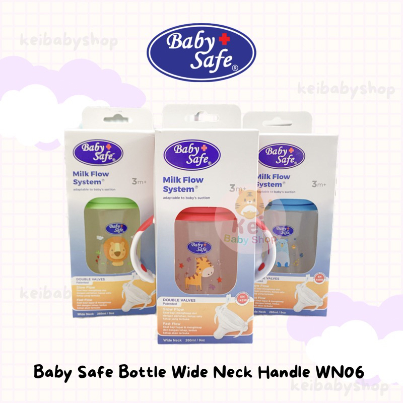 Baby Safe Botol Wide Neck Handle WN06 260ml / Bottle Wide Neck Handle / Botol Susu Wide Neck