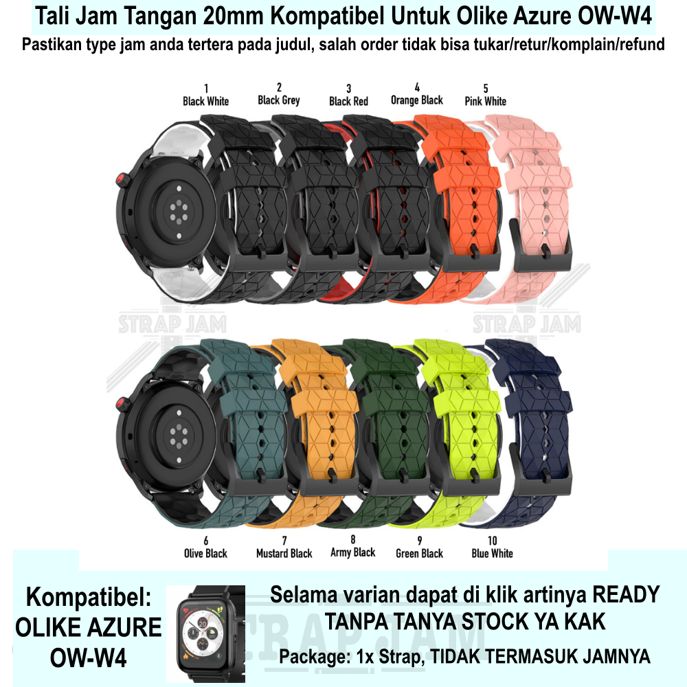 ZQT Strap 20mm Olike Azure OW-W4 - Tali Jam Silikon Rubber Quick Release