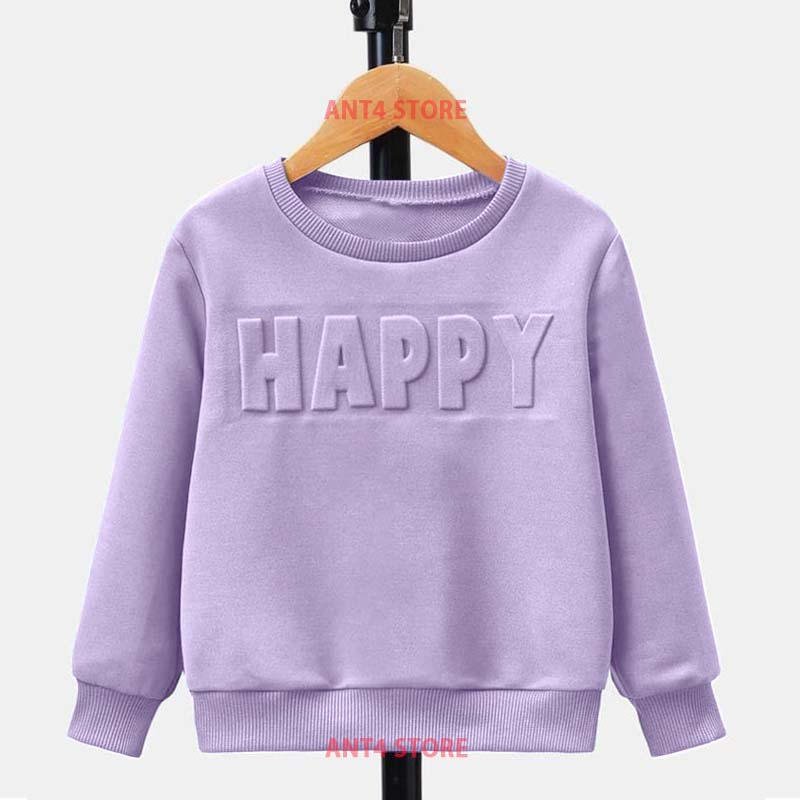 SWEATER 3D EMBOSS TIMBUL jaket anak perempuan switer anak umur 2 - 12 tahun HAPPY