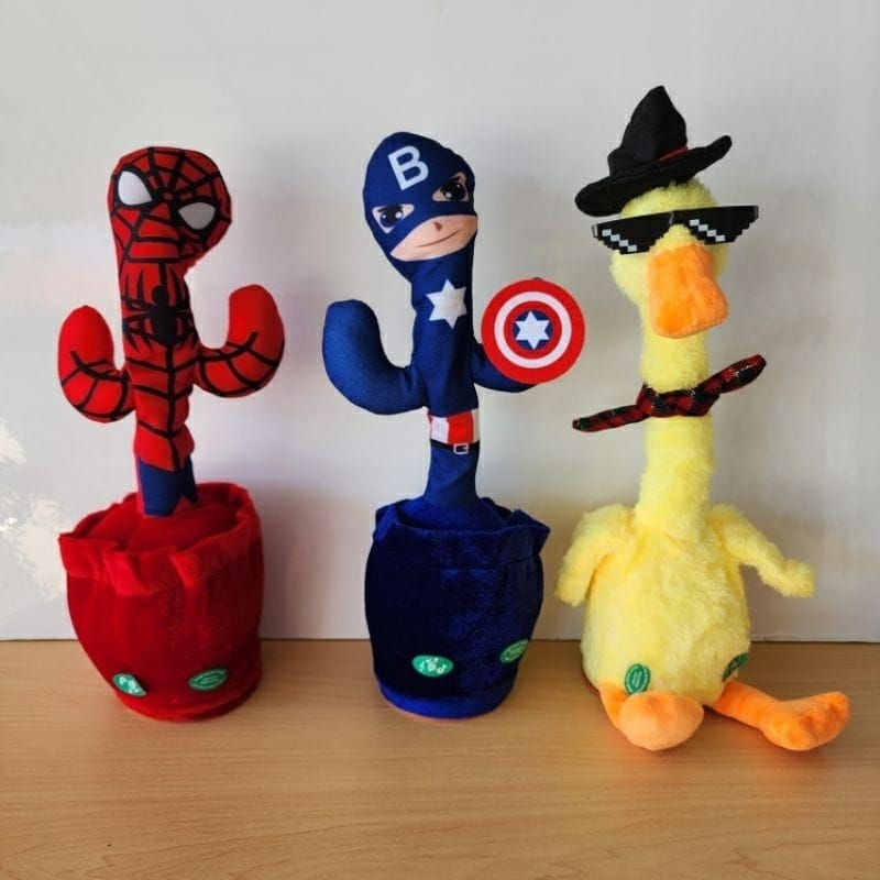 MAINAN ANAK BEBEK SUPERHERO DANCING / KAKTUS TIKTOK USB / BONEKA VIRAL BISA BICARA