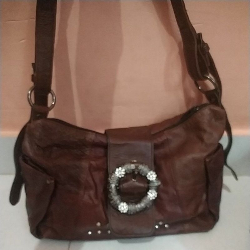 Tas shoulder kulit coklat vintage