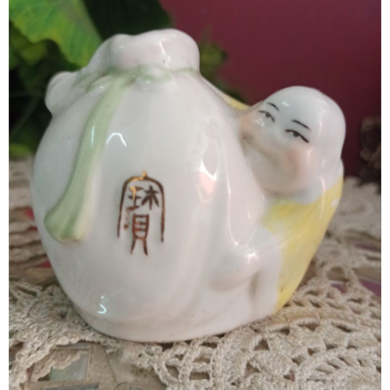 Patung Dewa Julaihut Vas mini Antik Vintage Porselen lawas panjang 10cm/8cm