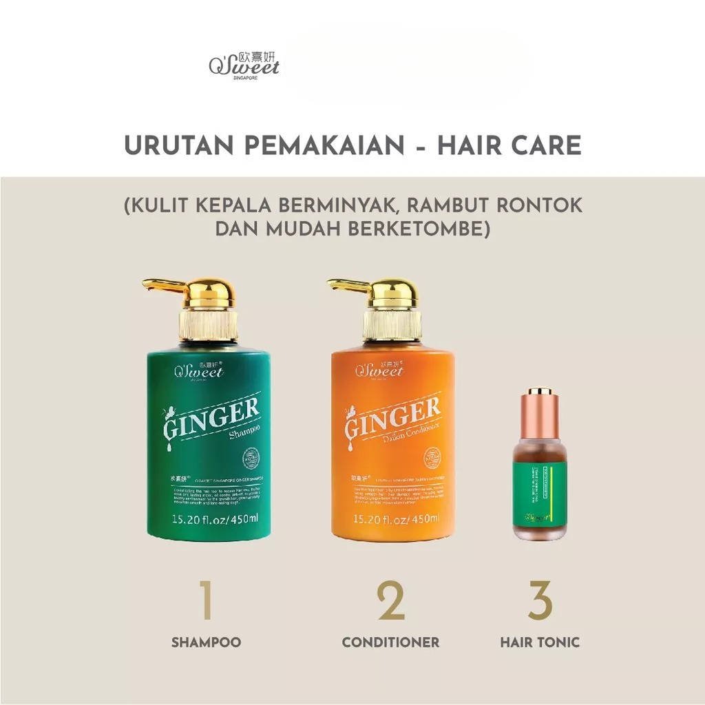 OSWEET Ginger Shampoo Daikin Conditioner - Perawatan Rambut Rusak Rontok Patah Frizzy Kulit Kepala Berminyak