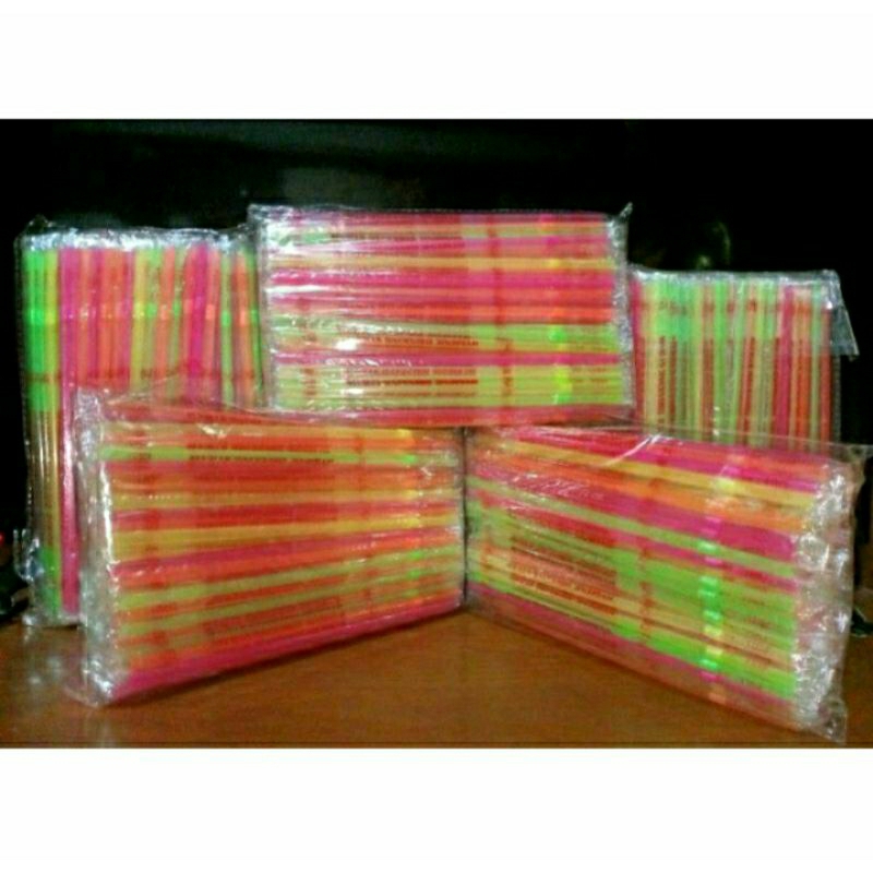 1DUS SEDOTAN STERIL NEON BENGKOK WARNA WARNI 1PACK iSi -/+100 PCS