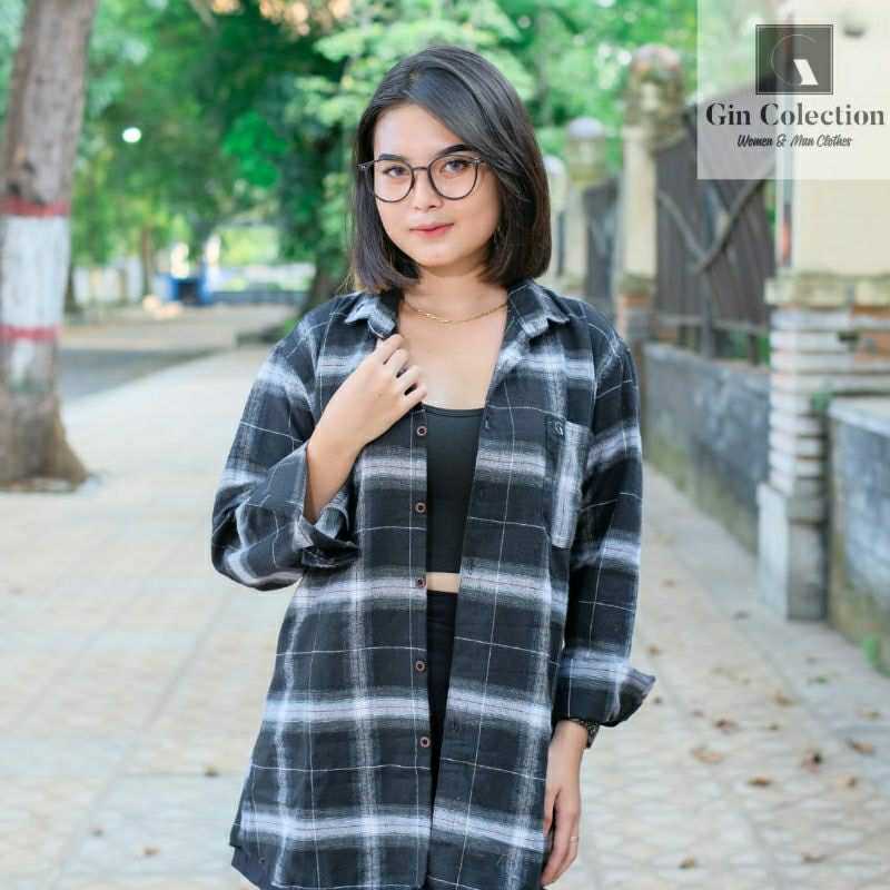 Flanel Wanita Premium Motif Flannel Lengan Panjang Korean BestSeller Kemeja Kotak Kotak Wanita Panjang Premium