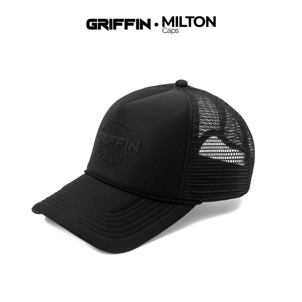 Topi Trucker Pria Keren Sablon Hi-Density Timbul Milton Hitam