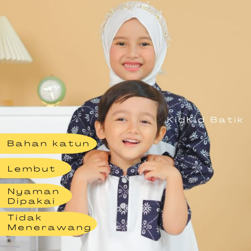 BEST SELLER KEMEJA HEM DRESS BAJU BATIK ANAK COUPLE KAKAK ADIK LAKI PEREMPUAN COWOK CEWEK MUSLIM