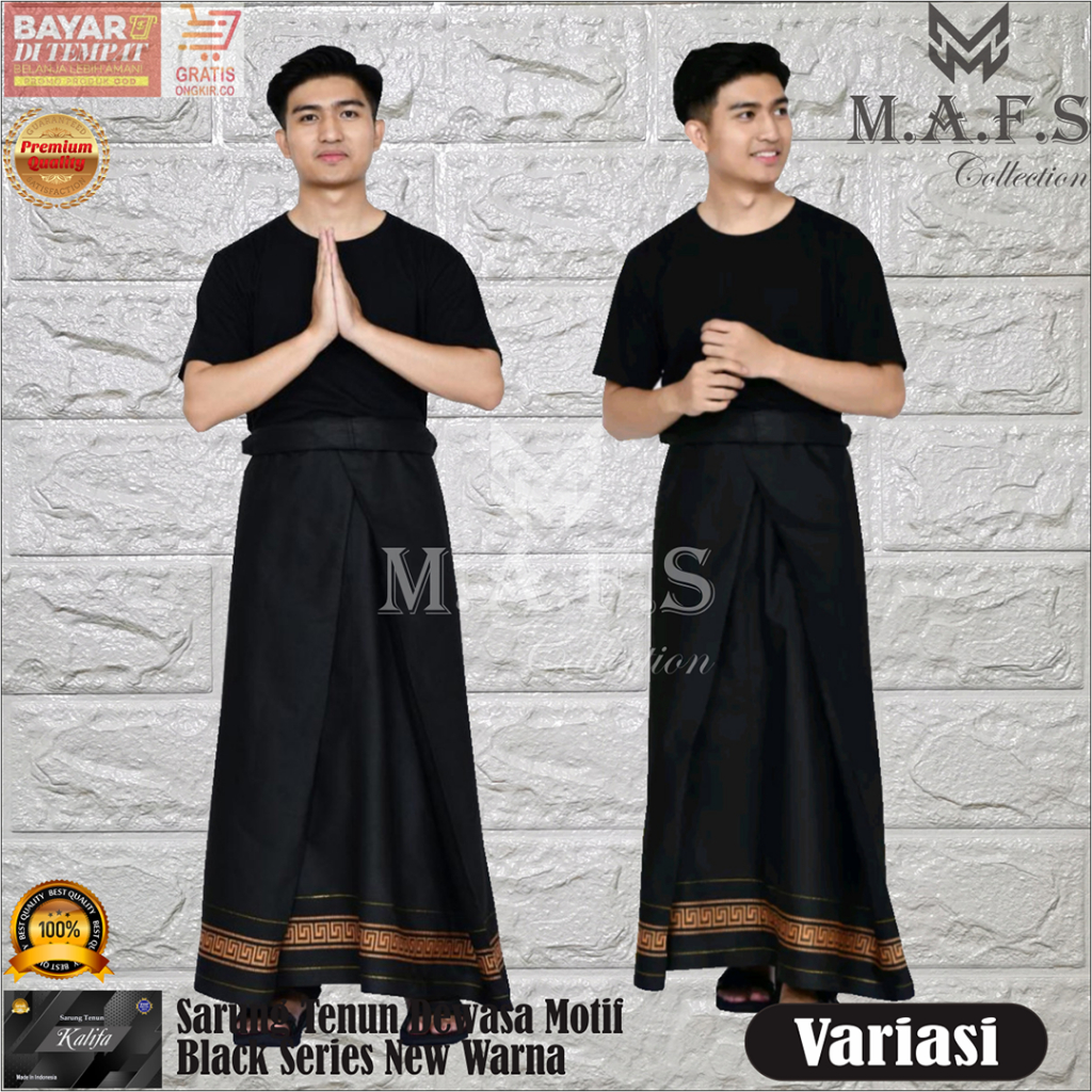 SARUNG DEWASA SARUNG TENUN MOTIF POLOS SABUK BLACK SERIES