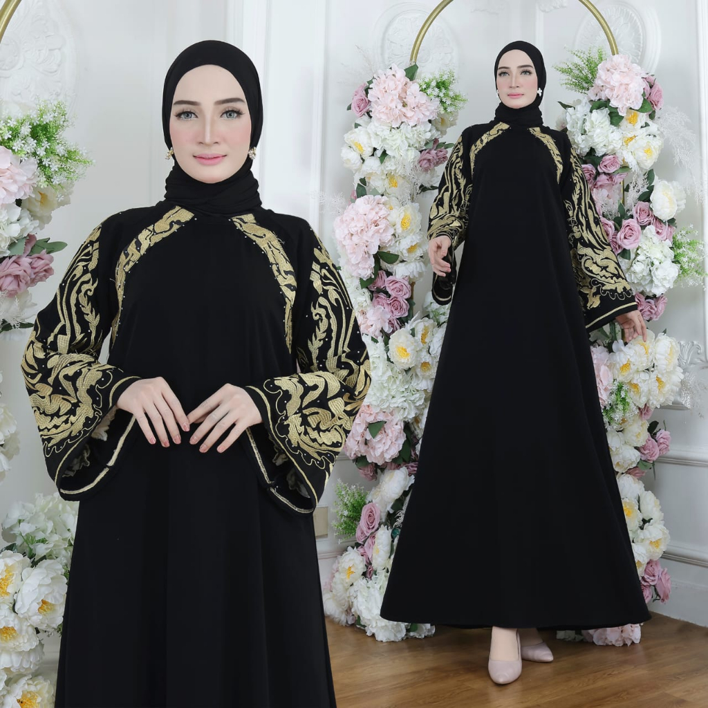 Gamis Terbaru Abaya Hitam Jetblack Dubai Nancy Abaya Turkey Dress Muslim Baju Wanita Gamis Jumbo Ym 
