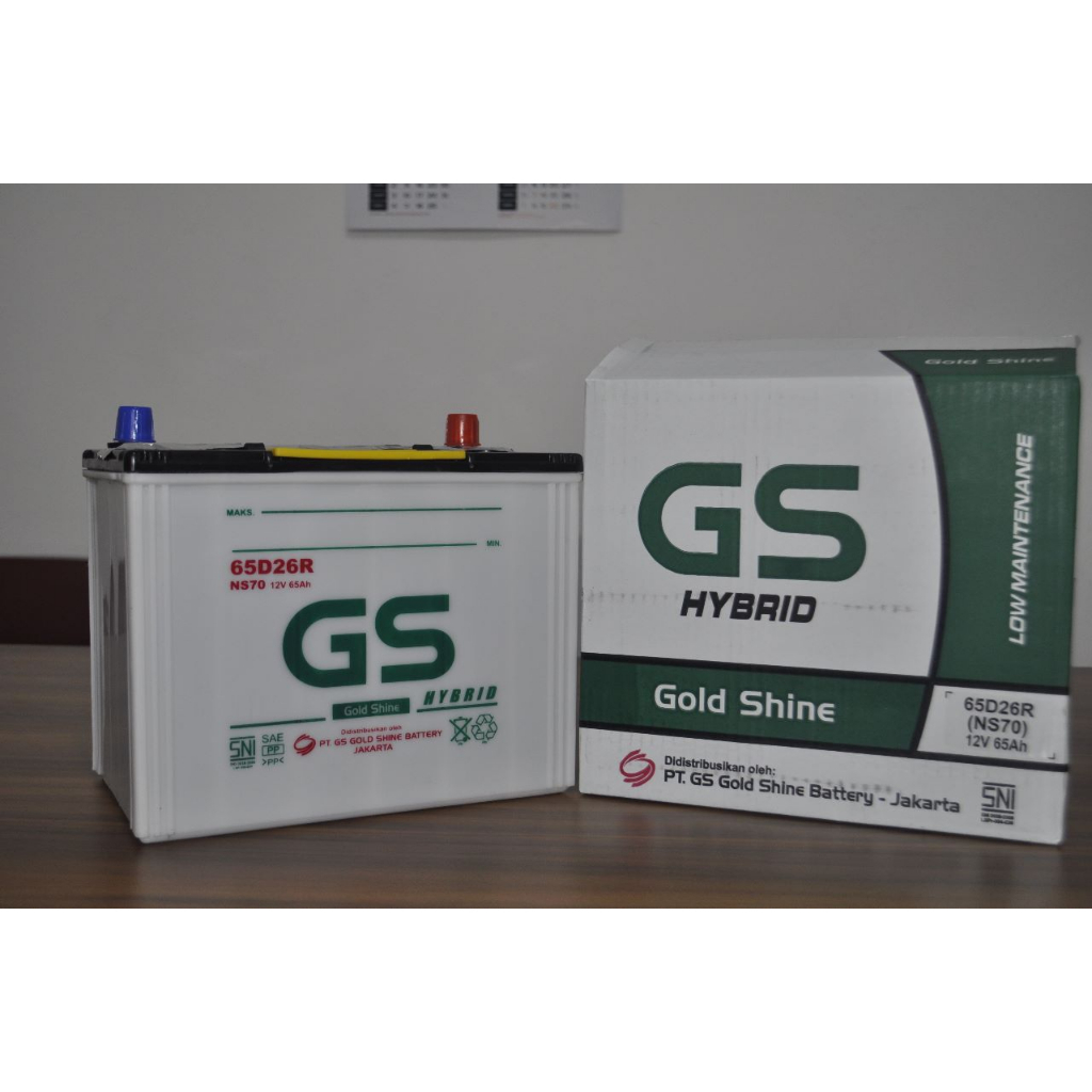 Aki mobil Mitsubishi Kuda Bensin NS 70 (65D26R) aki basah Gs Goldshine BERGARANSI