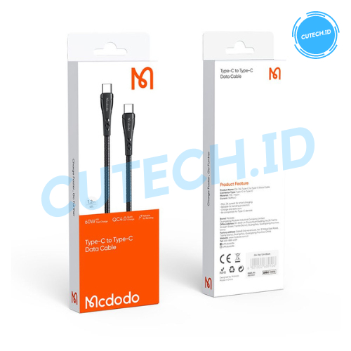 MCDODO KABEL DATA USB TYPE C TO TYPE C PD FAST CHARGING 60W 3A 20CM CA-7640
