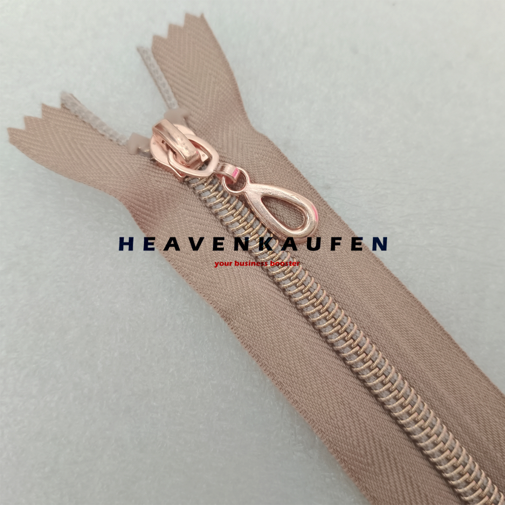 Resleting Zipper Ritsleting 25 cm Cream - Rose Gold Type Gigi Halus Coil Set Close-End