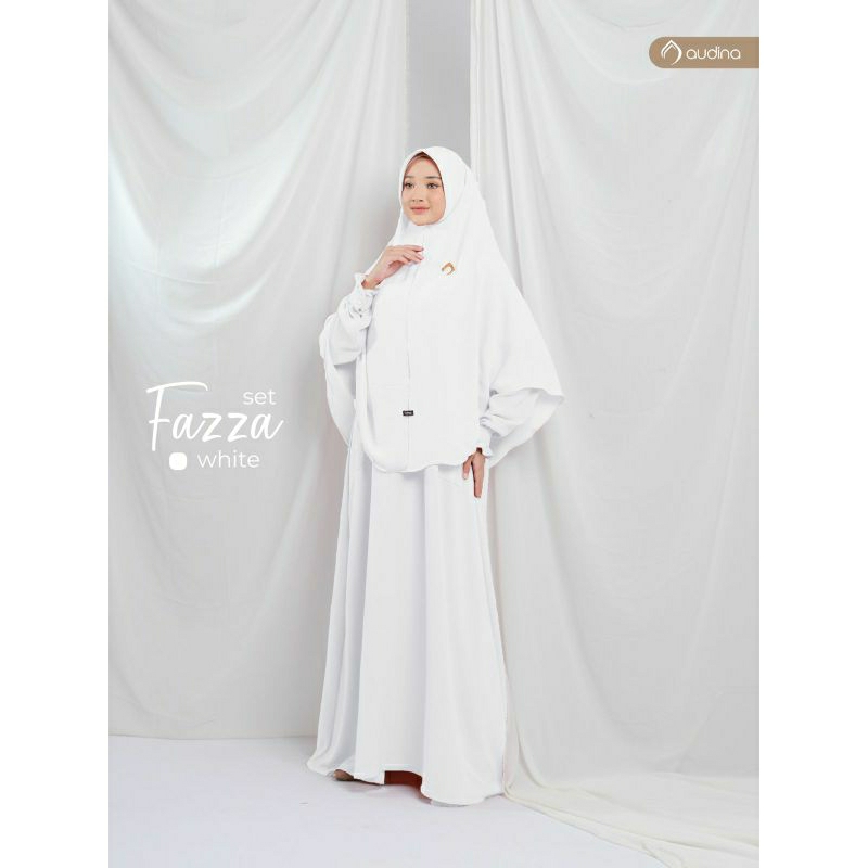 Fazza Gamis Putih Hitam Haji Umroh crincle ORI Audina/Gamis Jilbab Crincle Premium Adem