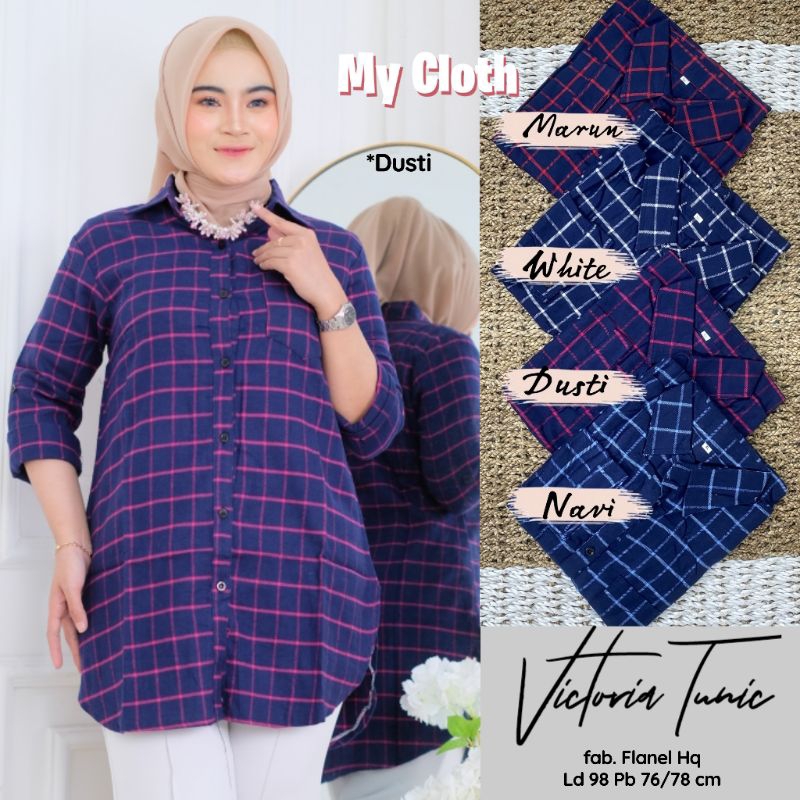 VICTORIA KEMEJA FLANEL ATASAN WANITA KEMEJA TUNIK BLOUSE ORI BY MY CLOTH