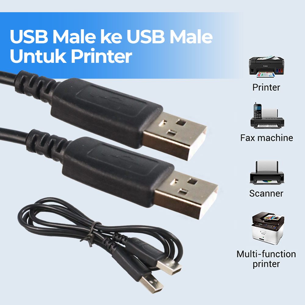 Kabel USB Male ke USB Male Untuk Printer 100 cm - Black