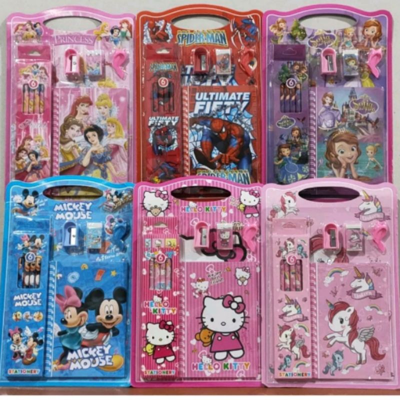 

Stationery set 03 10in1 / paket alat tulis anak 10 in 1 / souvenir ultah / study set 10in1 karakter anak / set alat tulis anak 10in1