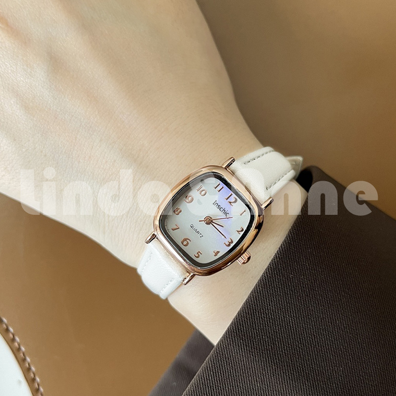 Jam Tangan Kecil Wanita Analog Gaya Retro Klasik Strap PU Leather Fashion Import