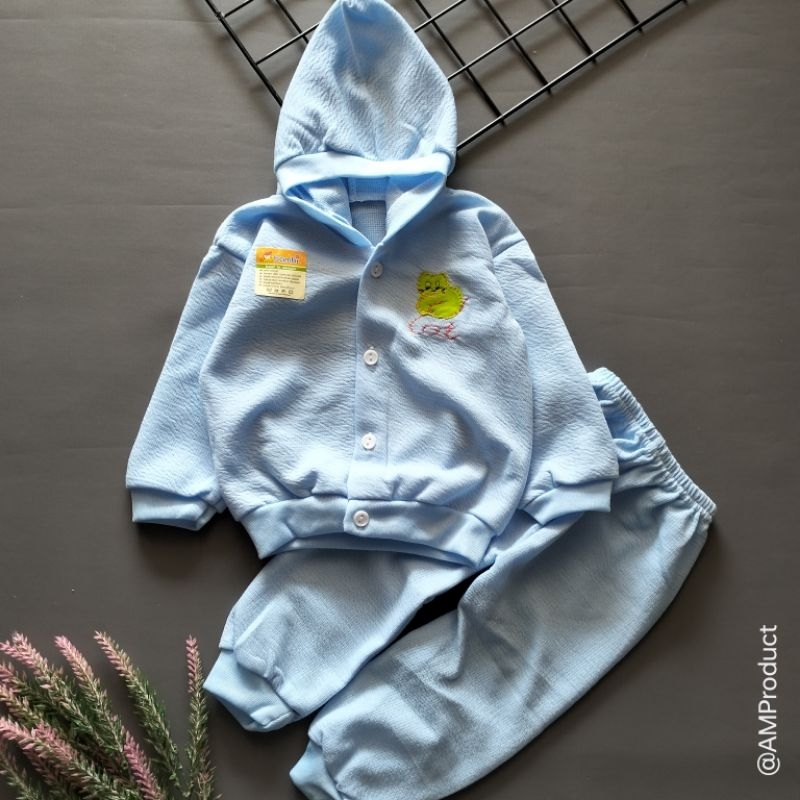 setelan hoodie bayi kulit jeruk 0-6 bulan