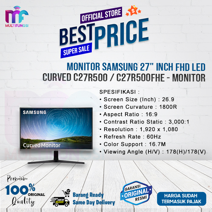 Monitor Samsung 27&quot; Inch FHD LED Curved C27R500 LC27R500FHEXXD C27R500FHE Garansi Resmi