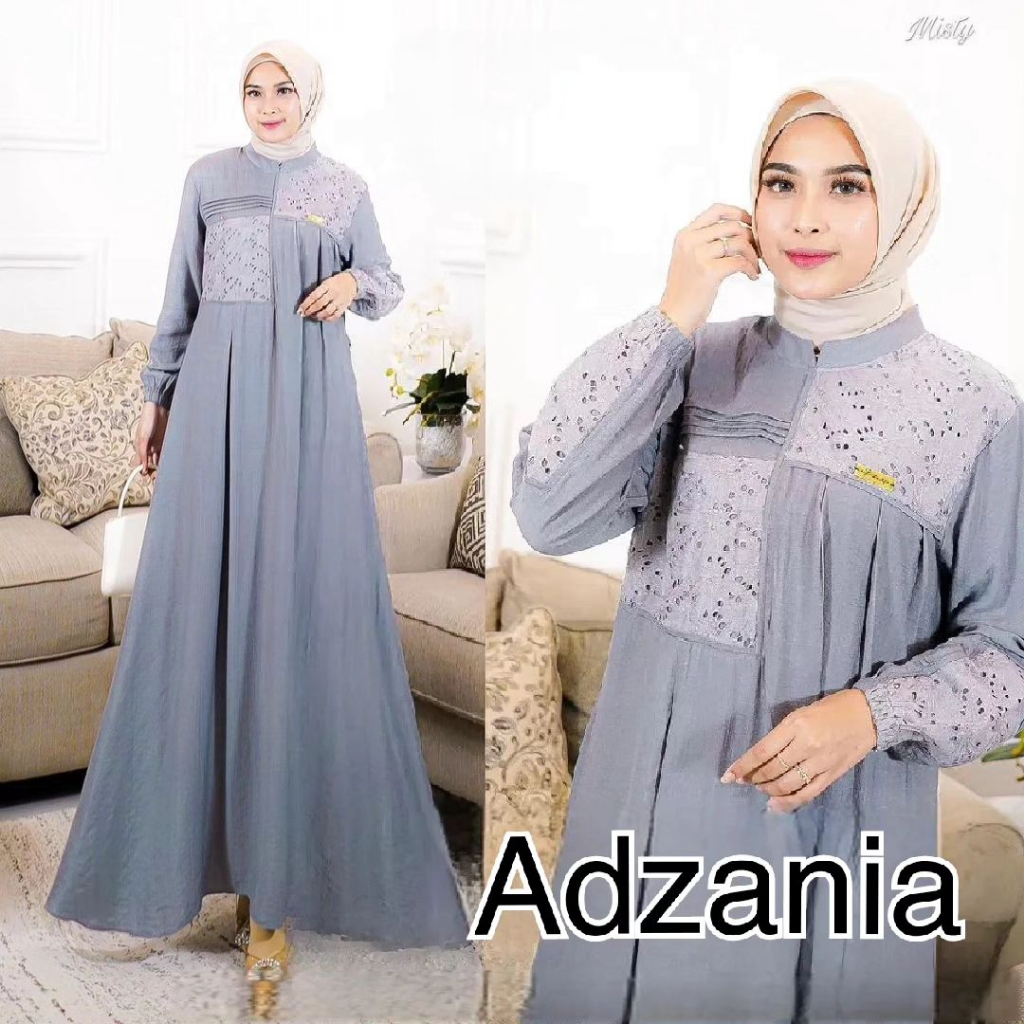 GAMIS WANITA ADZANIA DRESS NJ Bahan Polo Linen Mix Brukat Malika LD 100 - 120 cm PB 138 cm GAMIS WANITA TERBARU 2023 KEKINIAN // DRESS WANITA KEKINIAN // MAY DRESS WANITA JUMBO // PAKAIAN MUSLIM WANITA