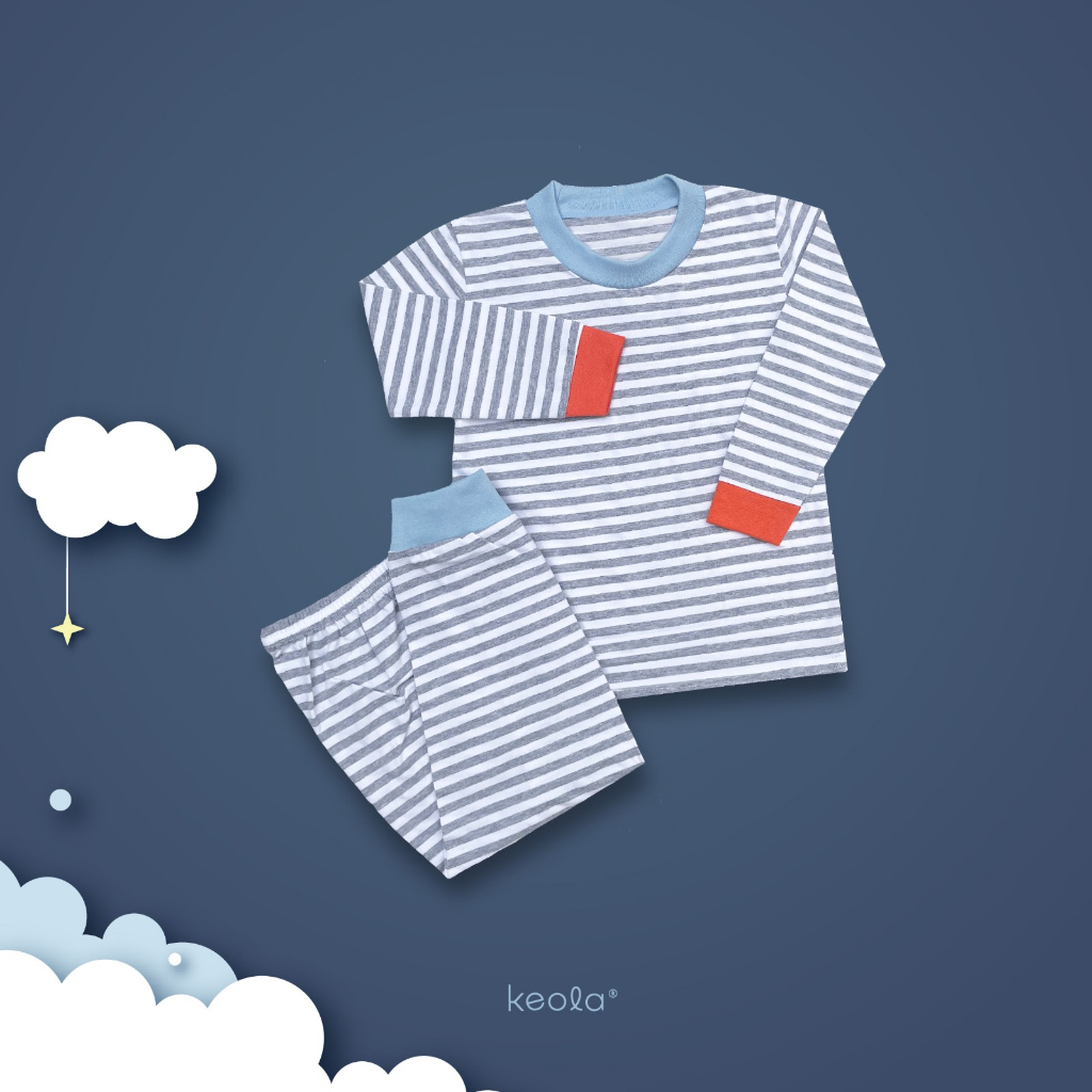 MD - Keola Setelan Piyama Sleep Tight Stripe Series / Setelan Piyama Anak Kasual Premium Baju Tidur Anak