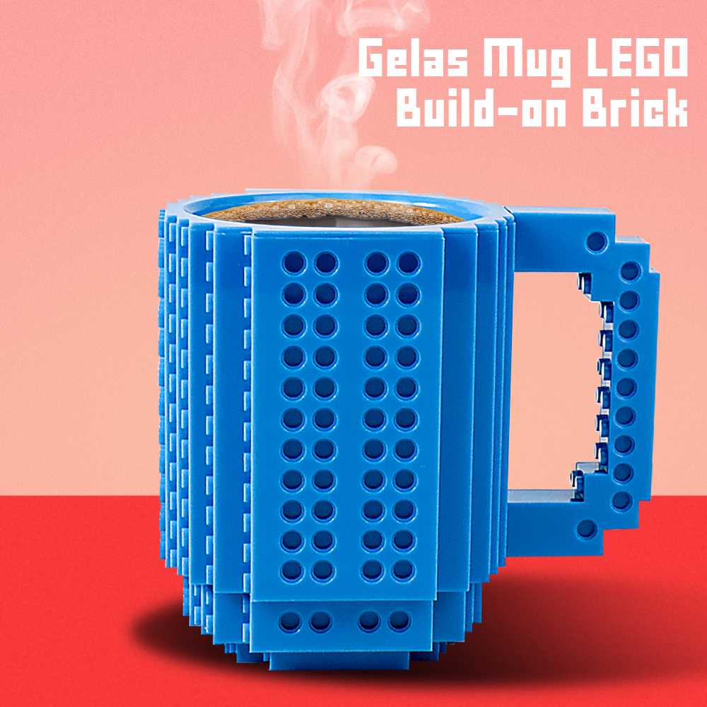 VKTECH Gelas Mug LEGO Build-on Brick Toy Cup 350ml - 936SN